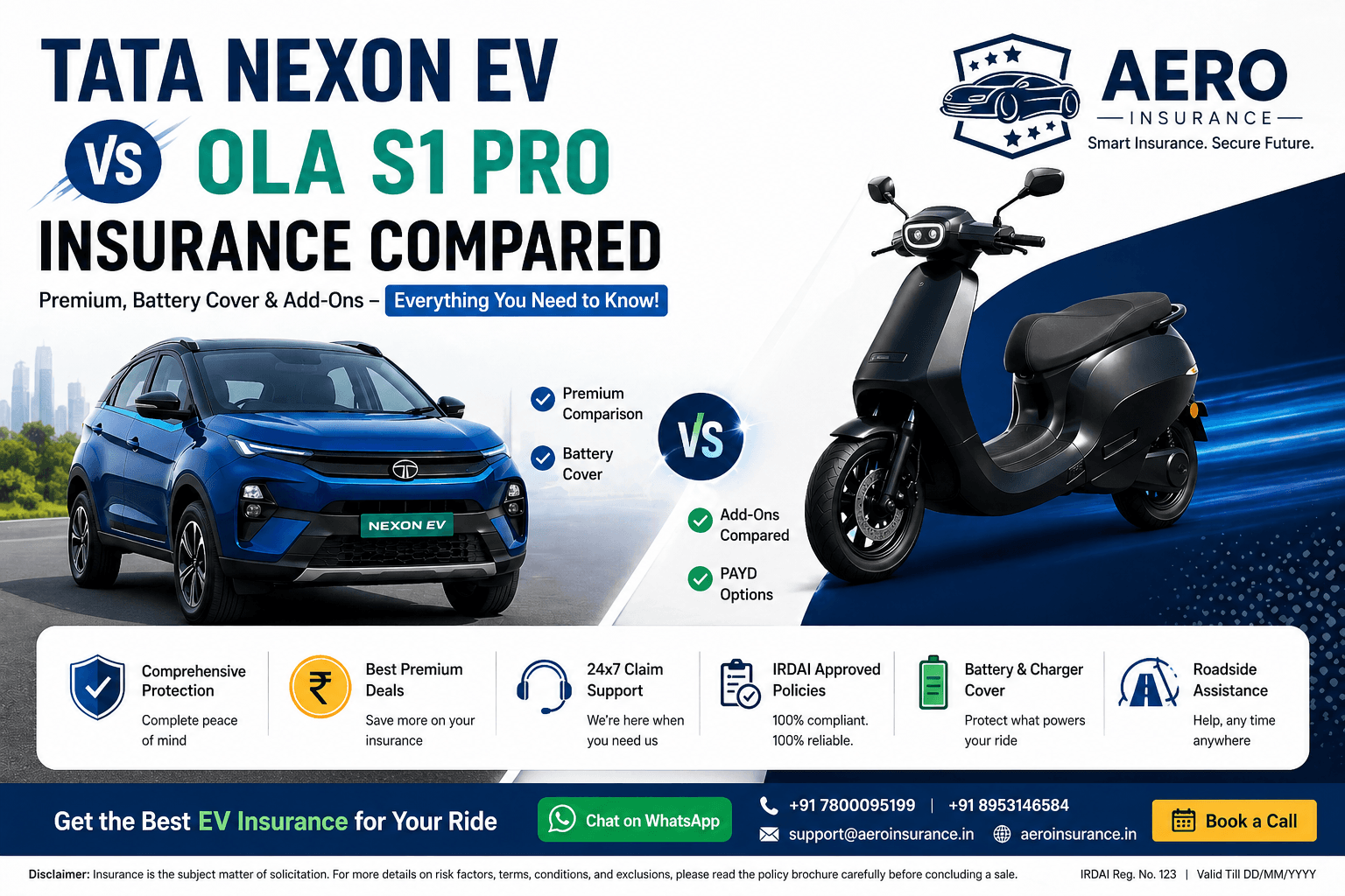 Tata Nexon EV vs Ola S1 Pro Insurance: 2026 Premium, Battery Cover & Claim Comparison (India)